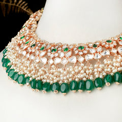 Aarvi Polki Necklace Set (Green)