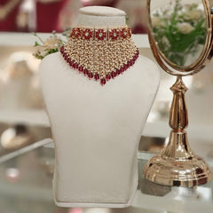 Noor Polki Choker Set (Marron, Wine)