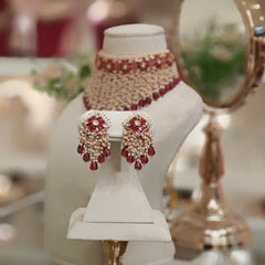 Noor Polki Choker Set (Marron, Wine)