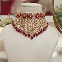 Noor Polki Choker Set (Marron, Wine)