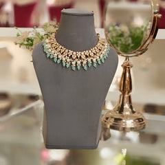 Anika mint green Kundan Set
