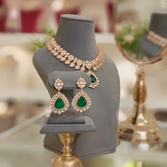 Sabaa Green Polki Neckline Set