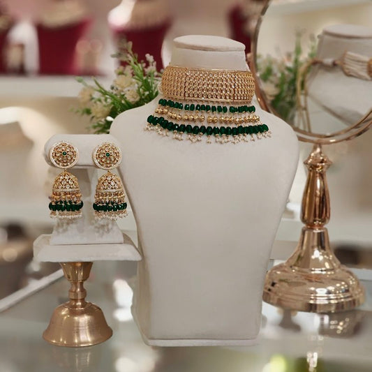 Himani Polki Neckline Set (Green)