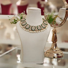 Aradhya Green Polki Necklace Set