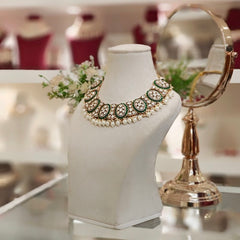 Aradhya Green Polki Necklace Set