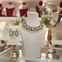 Aradhya Green Polki Necklace Set