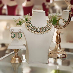 Aradhya Green Polki Necklace Set