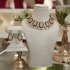 Aradhya Blue Polki Necklace Set