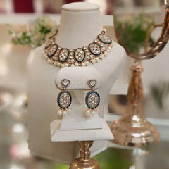 Aradhya Blue Polki Necklace Set