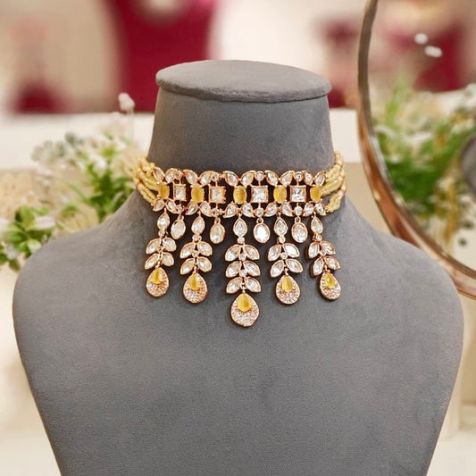 Harini yellow Polki Choker set