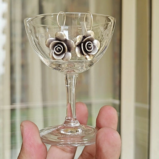 Rose 92.5 purity silver earrings