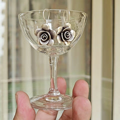 Rose 92.5 purity silver earrings