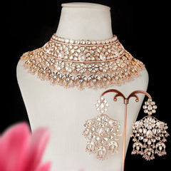 Pratiksha Polki Neckline Set (Pink)