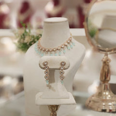 Azeen sea green Polki Set