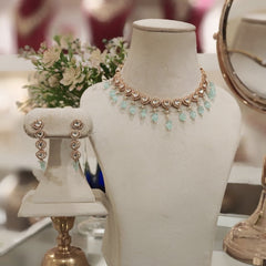 Azeen sea green Polki Set