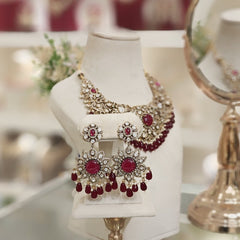 Aradhyaa Moissanite Ruby neckline set