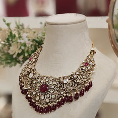 Aradhyaa Moissanite Ruby neckline set