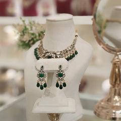 Leena Moissanite Green neckline set