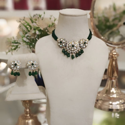 Arina Moissanite Green Choker Set