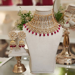 Banmala bridal kundan set (Ruby)