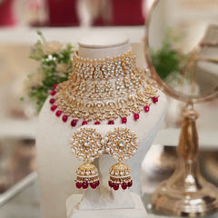 Banmala bridal kundan set (Ruby)