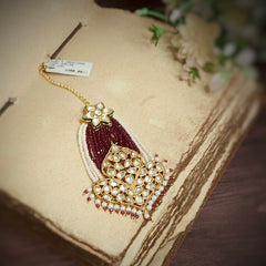 Achal Maroon Polki Tikka