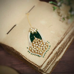 Achal Green Polki Tikka