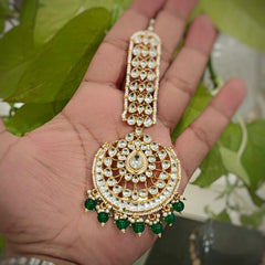 Falguni paachi kundan maangtikka (Turquoise)