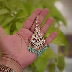 Aadal Polki Maangtikka (Mint Green)