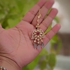 Fatima Polki Maangtikka (Red)