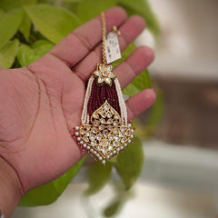 Achal Maroon Polki Tikka