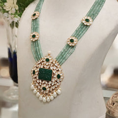 Aarushi Long Necklace Set Mint Green
