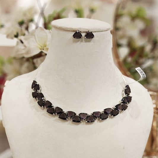 Amera Purple gem stone necklace set