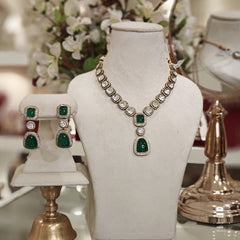 Divya Green Polki Necklace