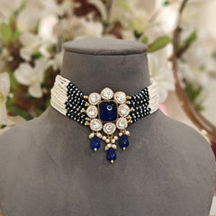 Adrika blue Polki Set