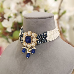 Adrika blue Polki Set