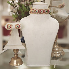 Ekiya Polki Choker Set (Red and green)