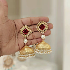 Meeraki Heritage jhumka (Gerua, Maroon)