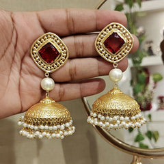 Meeraki Heritage jhumka (Gerua, Maroon)