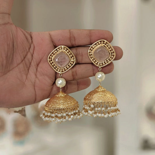 Meeraki Heritage jhumka (Gerua, Pink)