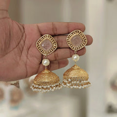 Meeraki Heritage jhumka (Gerua, Pink)