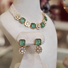 Charisma Mint Green Polki Set