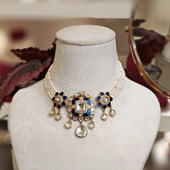 Devika polki choker set (Royal Blue)