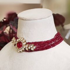 Arunimaa ruby red Choker Set