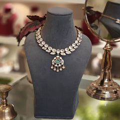 Aaravali mint green moissanite stone set