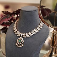 Aaravali mint green moissanite stone set