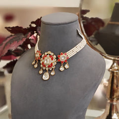 Devika polki choker set (Coral)