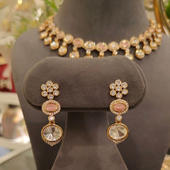 Reeva Polki Neckline Set (Pink)