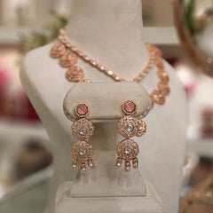 Sarah Pink Polki Necklace set