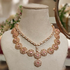 Sarah Pink Polki Necklace set